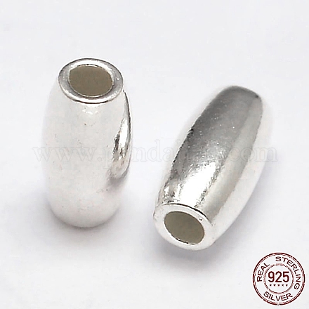 楕円形の925の純銀製のビーズ  銀  6x3mm  穴：1.5mm X-STER-F012-19A-1