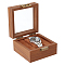 Square Wood Watch Storage Boxes, Watch Gift Case with Clear Glass Window, for Gift Wrapping, Coconut Brown, 12x12x7.45cm