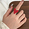 Heart Brass with Acrylic Finger Rings for Women, Golden, FireBrick, Heart: 21x20mm, Inner Diameter: 18mm