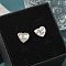 Rack Plating Brass Micro Pave Clear Cubic Zirconia Stud Earrings, Heart, Letter L, 8.5x9.5mm