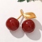 Resin Pendants, Cherry, with Alloy & Glitter Powder, FireBrick, 60.5x66x30mm, Hole: 4mm