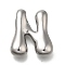 304 Stainless Steel Pendants, Letter Charm, Anti-Tarnish, Letter N, 21x18x6mm, Hole: 3.5x2.2mm