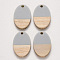 Resin & Wood Pendants, Waxed, Oval, Light Grey, 23x15.5x3~4mm, Hole: 2mm