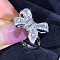 Bowknot Brass Micro Pave Clear Cubic Zirconia Finger Rings for Women, Platinum, US Size 8(18.1mm)