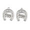 Brass with Cubic Zirconia Pendant, Platinum, Horseshoe, 21x17x2mm, Hole: 1.6mm