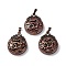 Natural Rhodonite Pendants, Flat Round Brass Charms, Lead Free & Cadmium Free, 34.5x27x8mm, Hole: 6.5x5mm