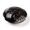 Luminous Handmade Gold Sand Lampwork Beads, Glow in the Dark, Flat Round, Black, 25~26.5x27.5~28.5x12~13mm, Hole: 1.2~2.5mm