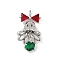 Christmas Theme Brass Micro Pave Cubic Zirconia Pendants, Christmas Bell with Bowknot, Platinum, 25x12x12mm, Hole: 2mm