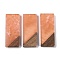 Resin & Wood Pendants, Rectangle Charms, Light Salmon, 38.5x15.5x3.5mm, Hole: 2mm