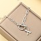 Stainless Steel Paperclip Chain Initial Necklaces with OT Clasps, Stainless Steel Color, Letter X, 18.11 inch(46cm)