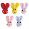 5Pcs 5 Colors Rabbit Head Handmade Wool Felt Ornament Accessories,  Handmade 3D Craft Home Decorations, Mixed Color, 50x35x25mm, 1pc/color