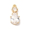Brass Micro Pave Clear Cubic Zirconia Pendants, Nickle Free, Teardrop, Real 18K Gold Plated, 19x8x4mm, Hole: 1mm