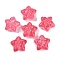 Transparent Spray Paint Glass Beads, Star with Bowknot, Cerise, 14x15x7mm, Hole: 1.2mm