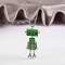 Alloy & Wood Robot Pendant Necklaces, Brass Box Chain Necklaces, Platinum, Dark Green, 23.62 inch(60cm)