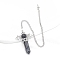 Natural Larvikite Dowsing Pendulum Big Pendants, with Platinum Plated Metal Findings, Hexagonal Angel Scepter Charm, 320mm