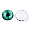 Glass Cabochons, Half Round with Eye, Turquoise, 20x6.5mm
