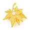 Leaf Shape Alloy Brooch, with Resin Imitation Pearl Beads, Golden, 44x39.65mm