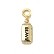 Brass Micro Pave Cubic Zirconia Pendants, Rectangle, with Enamel, Real 18K Gold Plated, Brave, 32mm, Hole: 5mm