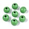 Spray Painted Round Natural Schima Wood Beads, Lime Green, 11.8~12.5x11mm, Hole: 2.5~3mm