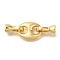 Brass Fold Over Clasps, Oval, Real 18K Gold Plated, 38mm, oval: 16.5x12x3.5mm, clasp: 15x7x7mm, hole: 5.5mm.