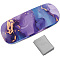 CREATCABIN Purple Hard Shell Glasses Case Leather Sunglasses Case Portable Slim Eyeglasses Case Clamshell Protective Case Holder Pouch Cover with Cleaning Cloth for Women Men Marble 6.4x2.5x1.5 Inch