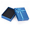 Rectangle Paper Jewelry Set Storage Boxes with Bowknot, Necklaces Rings Gift Case with Sponge Inside, Deep Sky Blue, 8.7x6.7x2.6cm