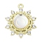 Alloy Rhinestone Pendants, Sun, with Glass, Rack Plating, Cadmium Free & Nickel Free & Lead Free, Golden, 25.5x21x6.5mm, Hole: 1.8mm
