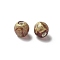 Handmade Gold Foil Glass Beads, Round, Sienna, 8~9x7~9mm, Hole: 1.6mm