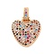 Brass Micro Pave Cubic Zirconia Pendants, Real 18K Gold Plated, Colorful, Heart, 18.5~24x12.5~25.5x5~5.5mm, Hole: 5x3mm