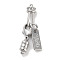 Brass Micro Pave Clear Cubic Zirconia Clasp, Rectangle & Column, Platinum, 18mm