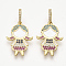 Brass Micro Pave Cubic Zirconia Pendants, Girl, Colorful , Golden, 24.5x16.5x1.5mm, Hole: 3.5x6mm