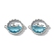Brass Micro Pave Clear Cubic Zirconia Connector Charms, Ring with Whale Shape, Platinum, 14x18.5x5.5mm, Hole: 1.2mm
