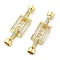 Brass with Clear Cubic Zirconia Fold Over Clasps, Rectangle, Real 18K Gold Plated, 42mm