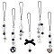 Alloy & Iron & Acrylic Bead Mobile Straps, Polyester Cord Mobile Accessories Decoration, Heart/Moon/Star/Key, Black, 11.2~14cm, 6pcs/set