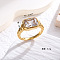 Rectangle 304 Stainless Steel Micro Pave Cubic Zirconia Finger Rings, Golden, Clear, US Size 7(17.3mm)