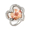 Brass Adjustable Rings for Women, Cadmium Free & Lead Free, with Epoxy Resin & Dried Flower inside, Platinum, Heart, 20mm, Inner Diameter: 17mm