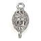 Brass Micro Pave Clear Cubic Zirconia Hollow Oval Connector Charms, Lead Free & Cadmium Free, Platinum, 15x6.5mm, Hole: 1.4mm