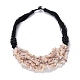 Natural Pink Opal Nuggets Beads Bib Necklaces for Girl Women NJEW-G025-01D-1