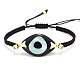 Bracelets de perles tressés en résine réglable mauvais œil BJEW-K209-A01-1