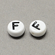 Perles de lettre à trous horizontaux acryliques blanches et noires X-SACR-Q101-01F-2
