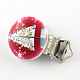 Christmas Tree Pattern Printed Wooden Baby Pacifier Holder Clip with Iron Clasp WOOD-R251-05D-1