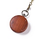 Reloj de bolsillo de madera de ébano con cadena de latón y clips WACH-D017-A10-02AB-3