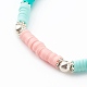 Bracelets extensibles perlés heishi en pâte polymère à la main BJEW-JB06146-01-2