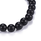 Natural Black Agate(Dyed) & Tiger Eye Beads Stretch Bracelets BJEW-JB04219-04-3