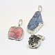 Electroplate Natural Dyed Druzy Crystal Pendants G-L044-03S-1