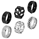 Fibloom 6pcs 6 anelli in acciaio al titanio stile pianura e catene per barbazzale impostati per le donne RJEW-FI0001-01-1