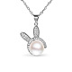 Shegrace mignon 925 pendentif en argent sterling collier plaqué lapin pendentif avec perle d'eau douce JN76A-1