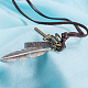 Регулируемые ретро сплав цинка подвеска и кожаный шнур Lariat ожерелья для мужчин NJEW-BB15987-B-5