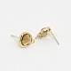 Real 18K Gold Plated Tone Brass Glass Stud Earring Findings GLAA-J023-01G-2