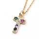 Letter Brass Micro Pave Cubic Zirconia Initial Pendants Necklaces NJEW-JN02585-18-2